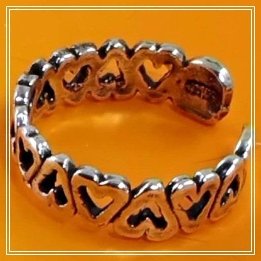 Vintage Sterling‎ Silver Hearts Toe Ring - Handcrafted Thailand Boho Jewelry